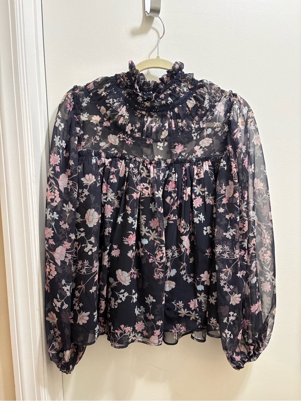French Connection Diana Crinkle High Neck Blouse
